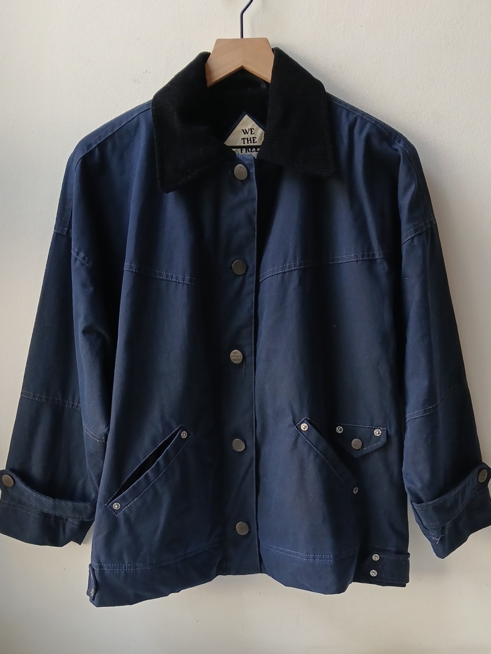We The Free People Cori Waxed Chore Jacket Navy Blue Women's XS
